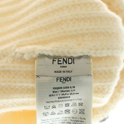 Fendi Front Logo Knit Cap Ivory