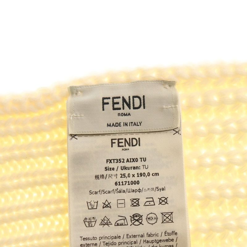 Fendi Logo Knit Scarf Ivory