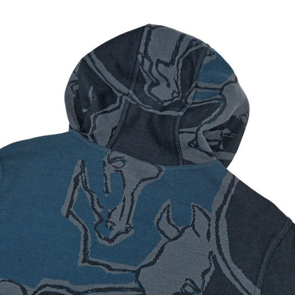 Hermes Zip Hoodie la Danse Des Chevaux Cotton Navy S Long Sleeve
