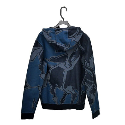 Hermes Zip Hoodie la Danse Des Chevaux Cotton Navy S Long Sleeve
