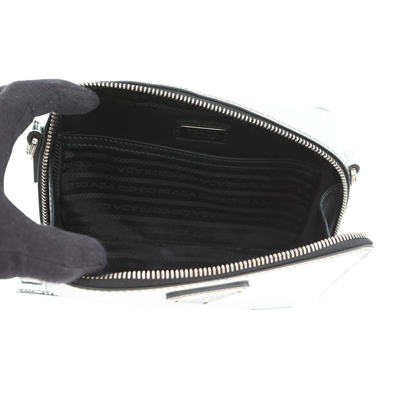 Prada Shoulder Bag Triangle Logo Brick Leather