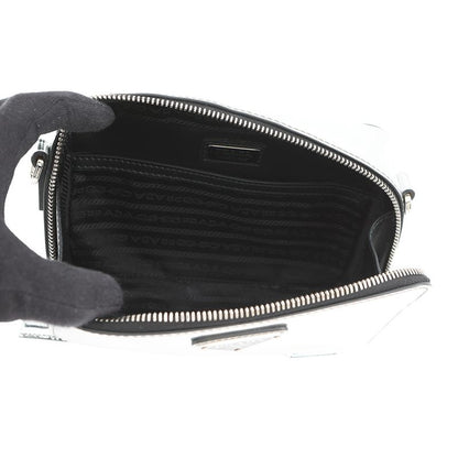 Prada Shoulder Bag Triangle Logo Brick Leather