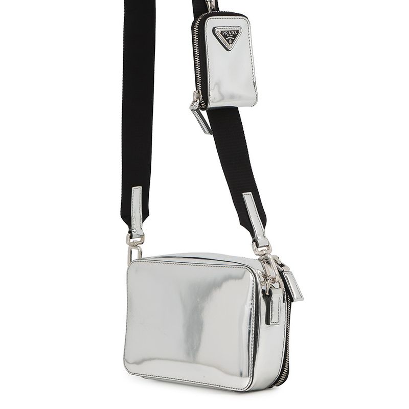 Prada Shoulder Bag Triangle Logo Brick Leather