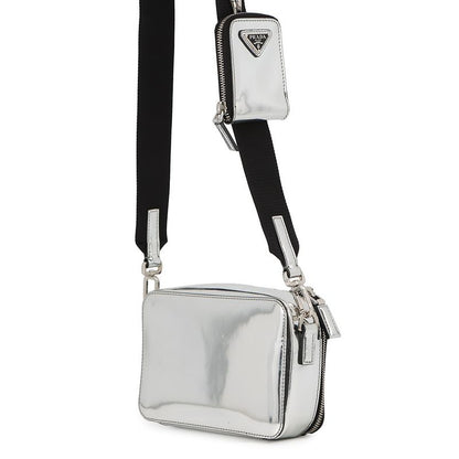 Prada Shoulder Bag Triangle Logo Brick Leather
