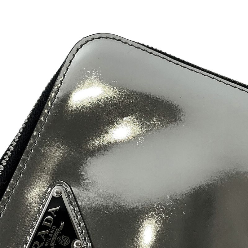 Prada Shoulder Bag Triangle Logo Brick Leather