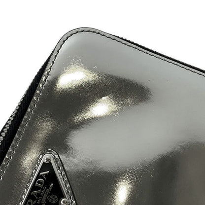 Prada Shoulder Bag Triangle Logo Brick Leather