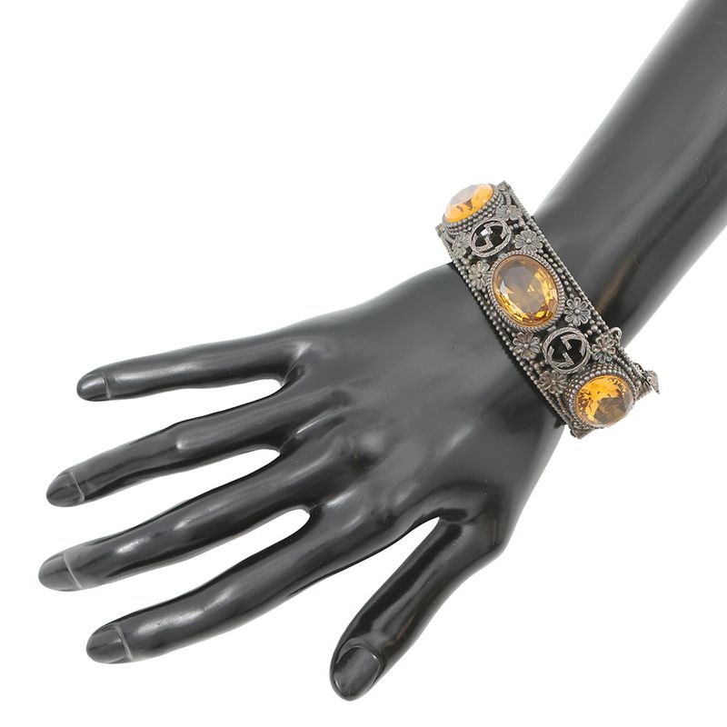Gucci Bracelet Interlocking Flower Bangle 17 Stone Cat Head