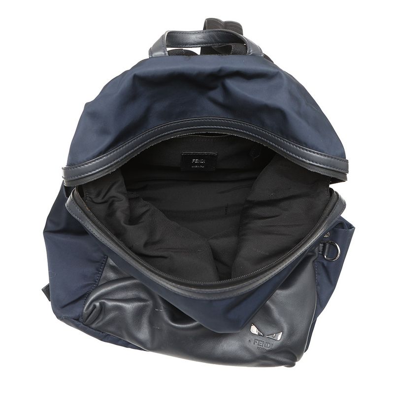 Fendi Backpack Monster Star Nylon Calfskin Black Navyblack