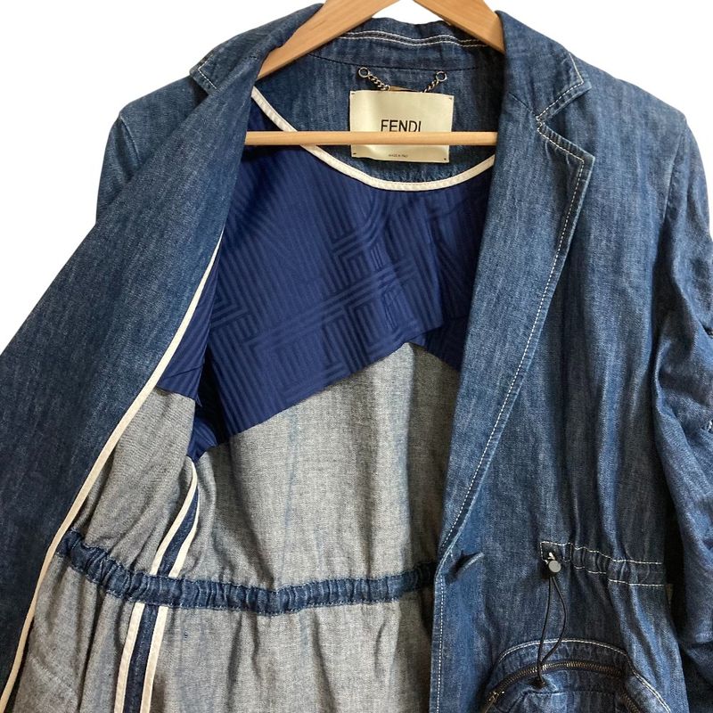 Fendi Shirring Denim Jacket 40 Indigo