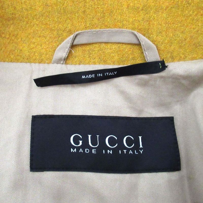 Gucci Tweed Hoodie Duffel Coat 50 Yellow