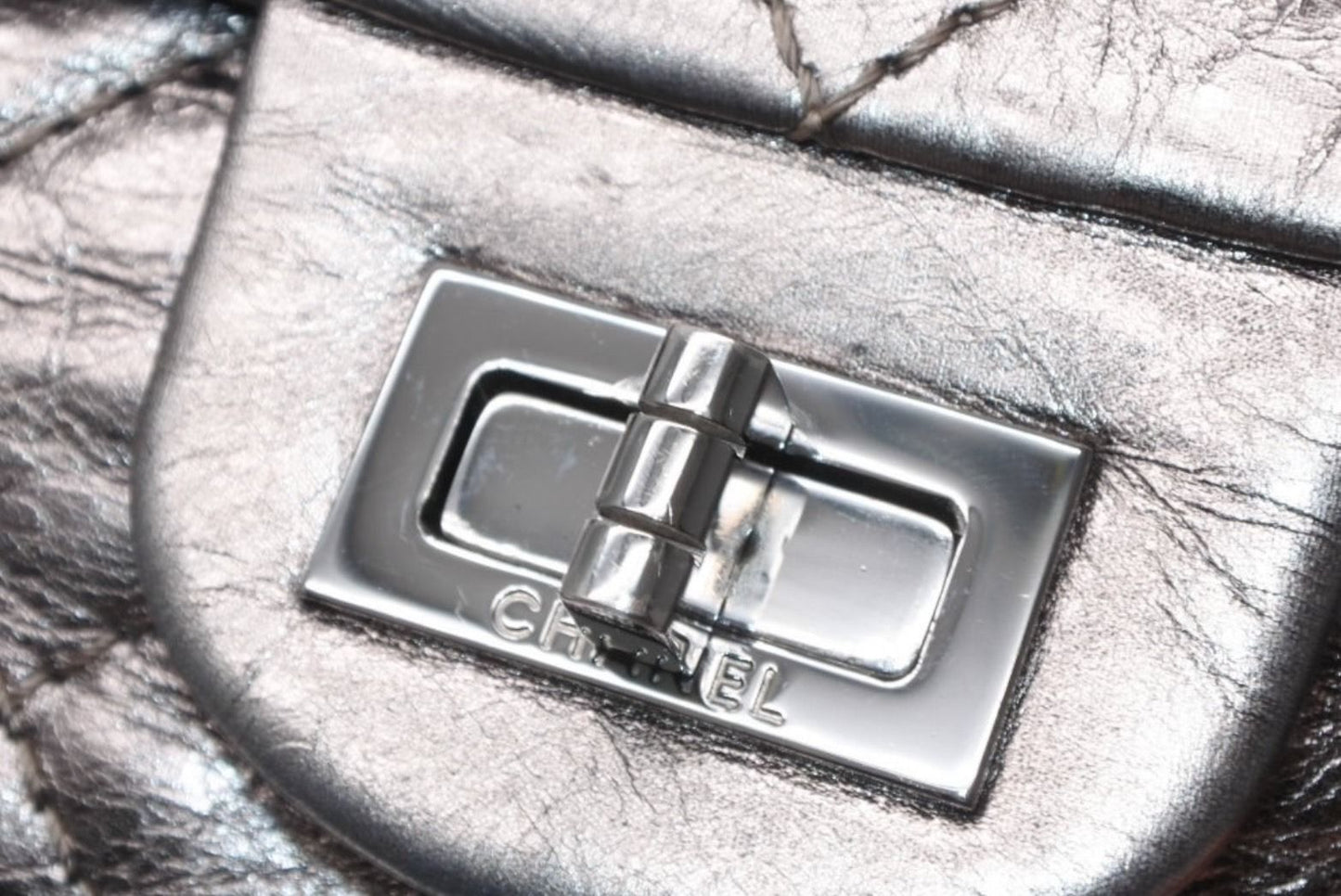 Chanel 2.55 Quilted 20 Double Flap Chain Shoulder Bag CC Logo Aged Calfskin — view 6