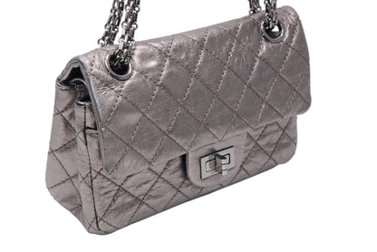Chanel 2.55 Quilted 20 Double Flap Chain Shoulder Bag CC Logo Aged Calfskin — view 3