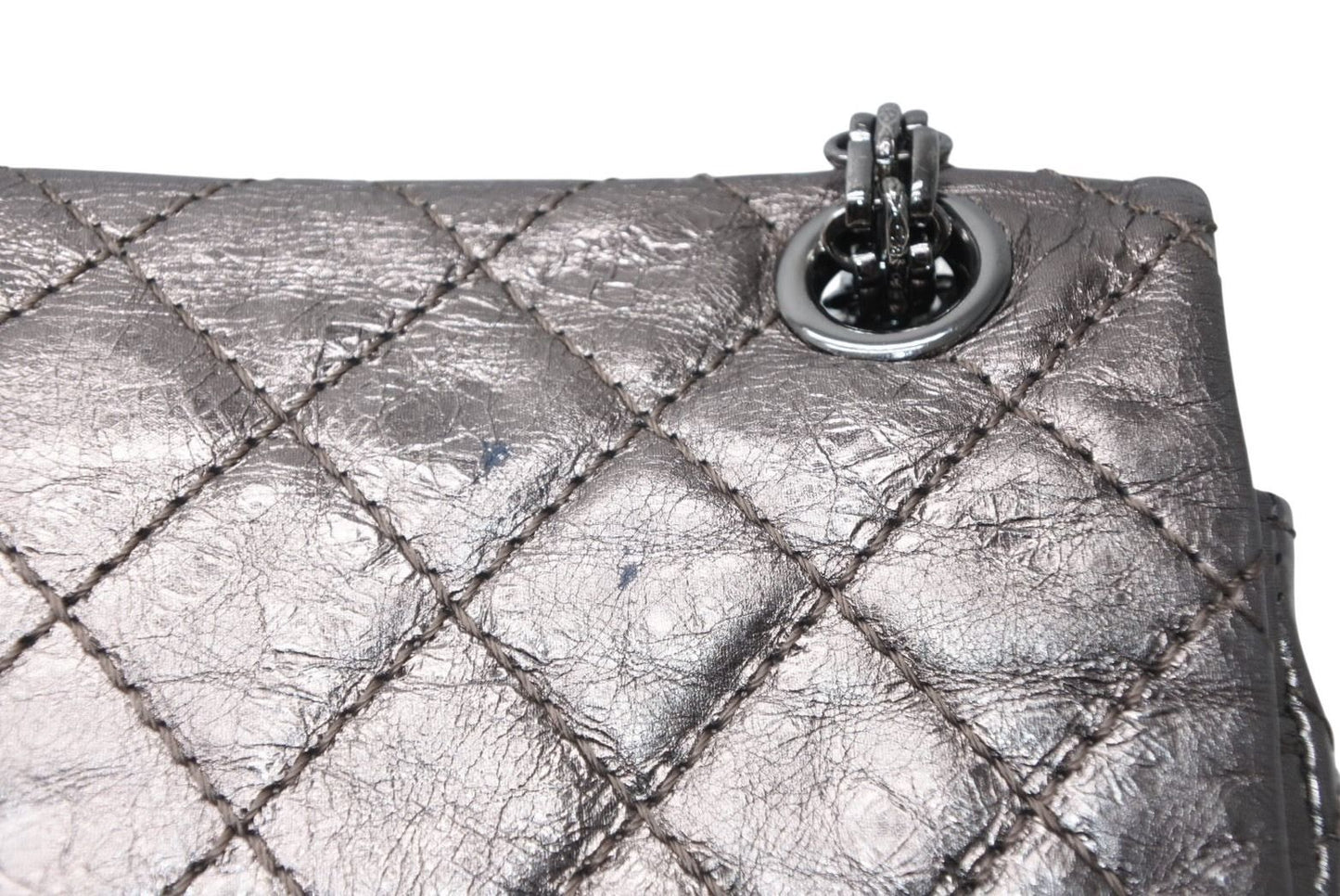 Chanel 2.55 Quilted 20 Double Flap Chain Shoulder Bag CC Logo Aged Calfskin — view 7