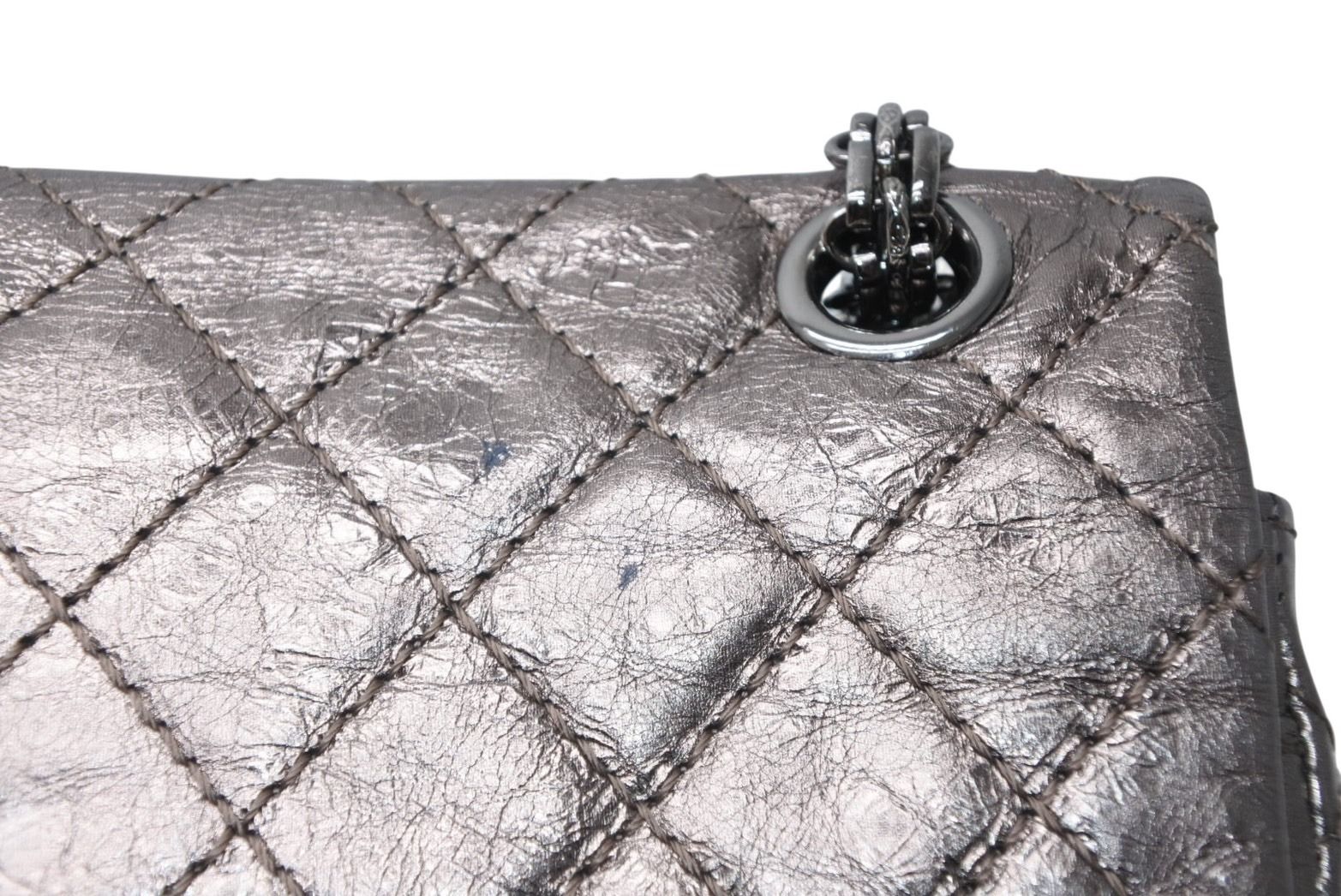 Chanel 2.55 Quilted 20 Double Flap Chain Shoulder Bag CC Logo Aged Calfskin — view 7
