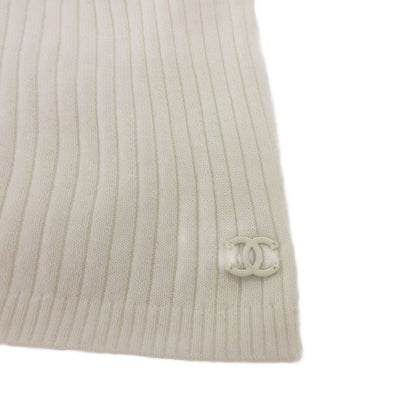 Chanel Cotton Knit Top Short Sleeve Neck CC Logo White