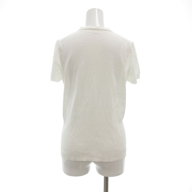 Chanel Cotton Knit Top Short Sleeve Neck CC Logo White