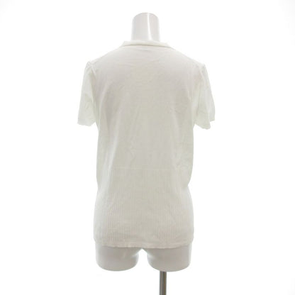 Chanel Cotton Knit Top Short Sleeve Neck CC Logo White