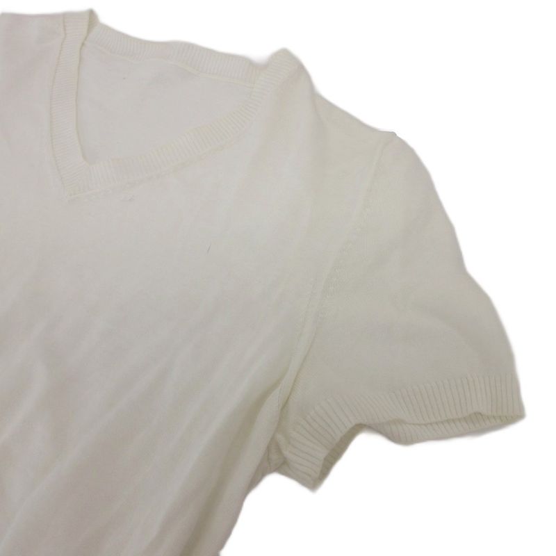 Chanel Cotton Knit Top Short Sleeve Neck CC Logo White