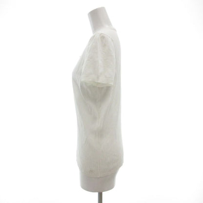 Chanel Cotton Knit Top Short Sleeve Neck CC Logo White