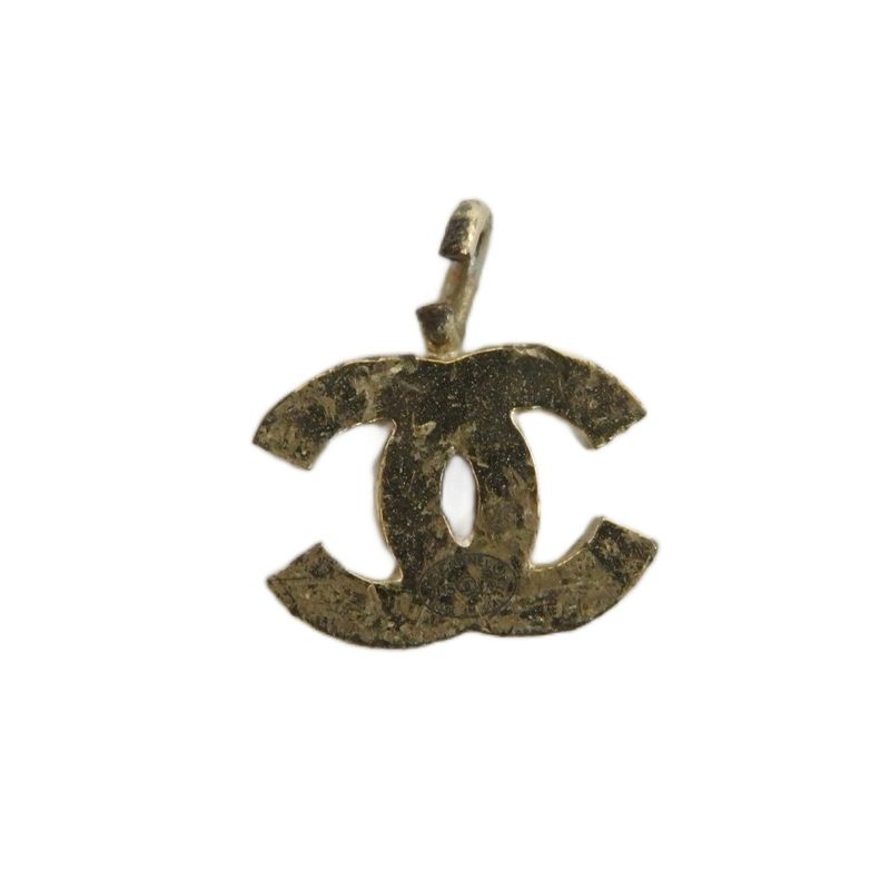 Chanel Necklace Top Only Logo CC Rhinestone Gold Gold Color