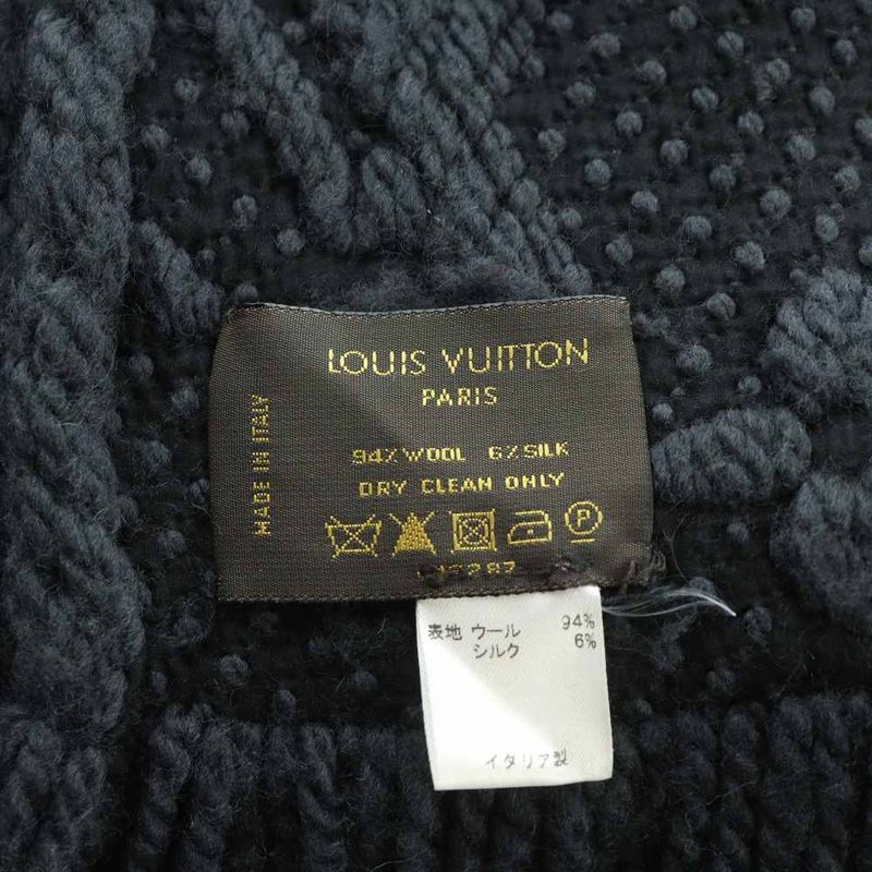 Louis Vuitton Logomania Scarf Shawl Animal Pattern Silk Black, Gray