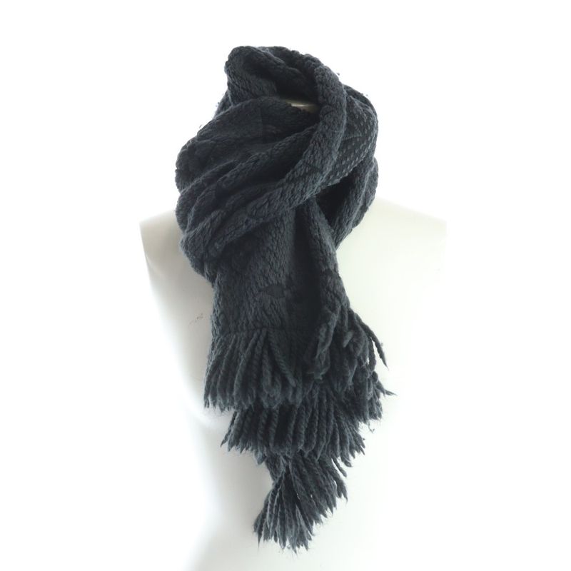 Louis Vuitton Logomania Scarf Shawl Animal Pattern Silk Black, Gray