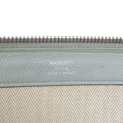 Hermes Leather Gray Clutch Silver