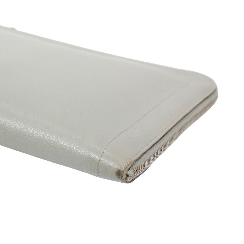 Hermes Leather Gray Clutch Silver