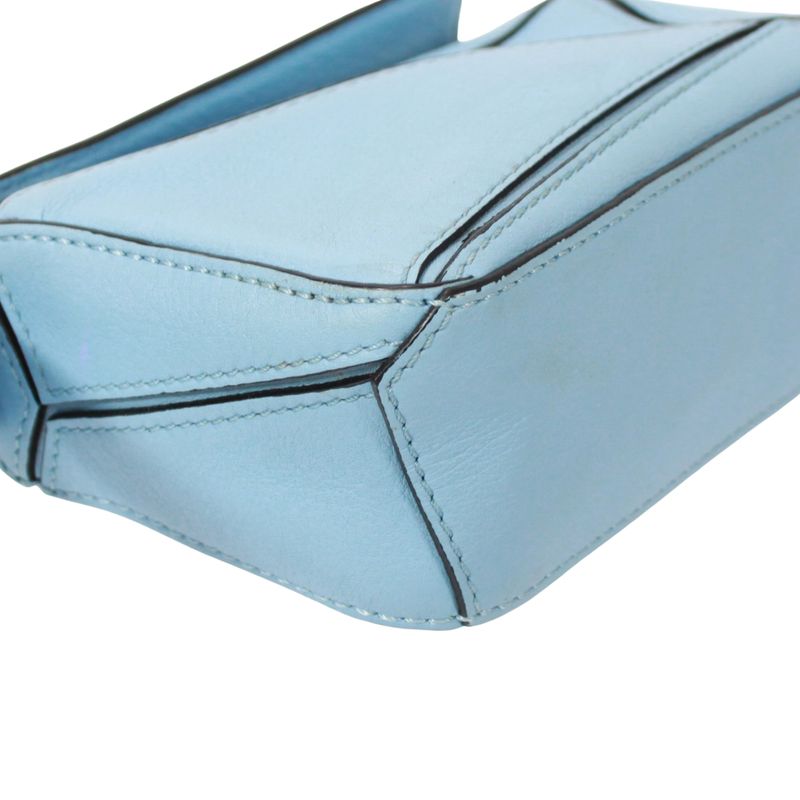 Loewe Puzzle Bag Nano Leather Light Blue Handbag Silver