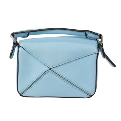 Loewe Puzzle Bag Nano Leather Light Blue Handbag Silver