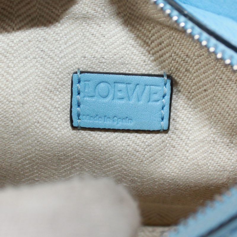 Loewe Puzzle Bag Nano Leather Light Blue Handbag Silver