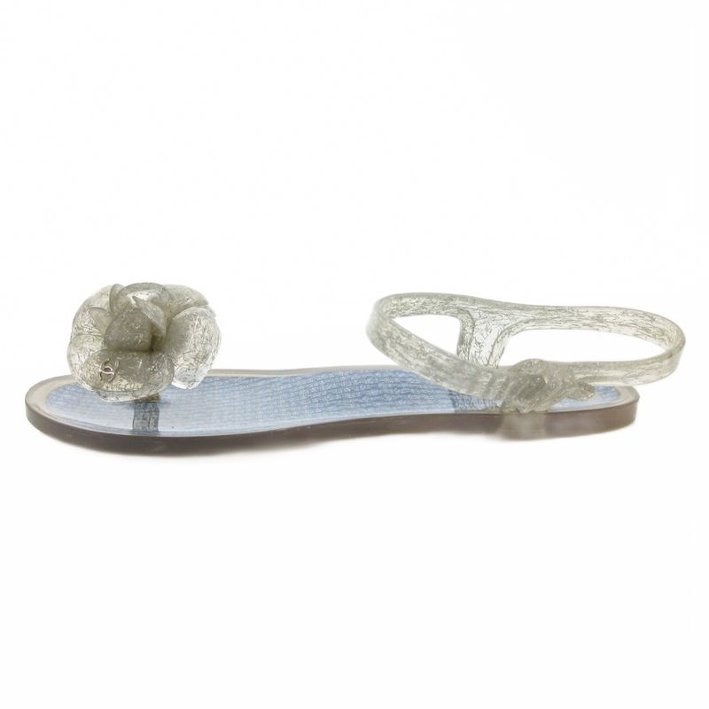 Chanel Camellia CC Logo Sandals Strap 35 Blue