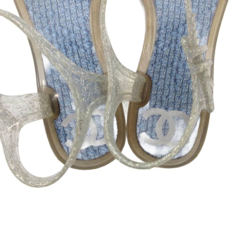 Chanel Camellia CC Logo Sandals Strap 35 Blue