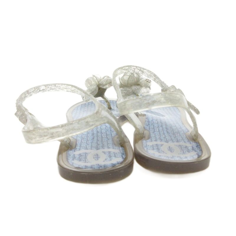Chanel Camellia CC Logo Sandals Strap 35 Blue