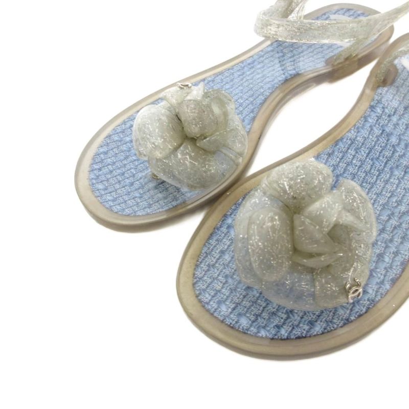 Chanel Camellia CC Logo Sandals Strap 35 Blue