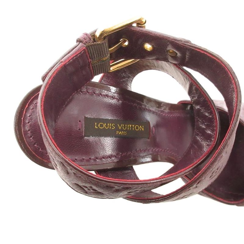 Louis Vuitton Wedge Sole Sandals Monogram Leather 36.5 Purple