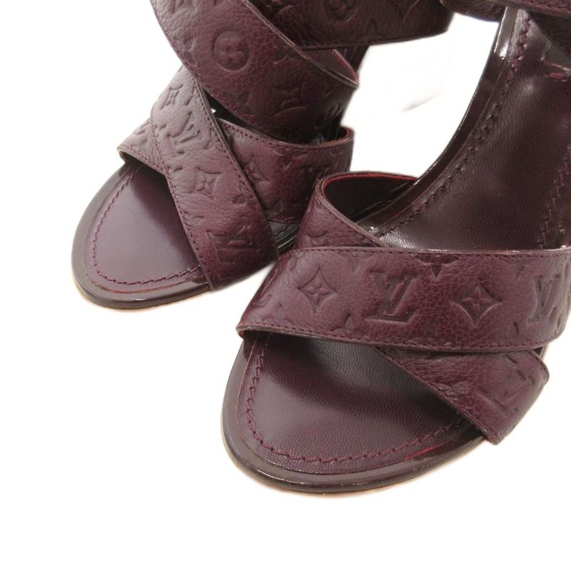 Louis Vuitton Wedge Sole Sandals Monogram Leather 36.5 Purple