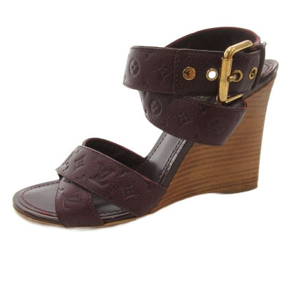 Louis Vuitton Wedge Sole Sandals Monogram Leather 36.5 Purple
