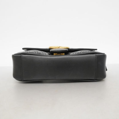 Gucci Shoulder Bag GG Marmont Leather Black Gold