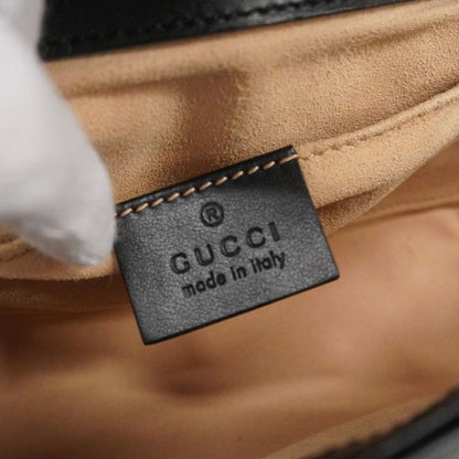 Gucci Shoulder Bag GG Marmont Leather Black Gold