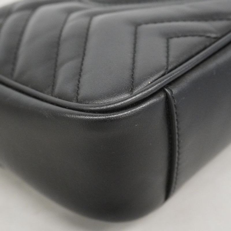 Gucci Shoulder Bag GG Marmont Leather Black Gold