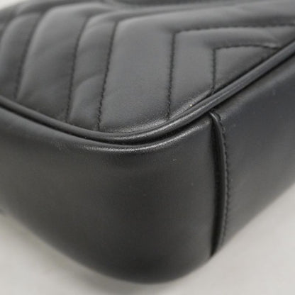 Gucci Shoulder Bag GG Marmont Leather Black Gold