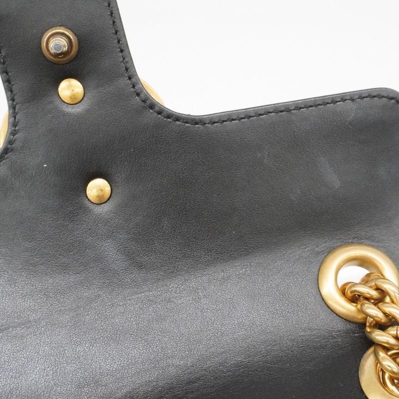 Gucci Shoulder Bag GG Marmont Leather Black Gold