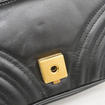 Gucci Shoulder Bag GG Marmont Leather Black Gold