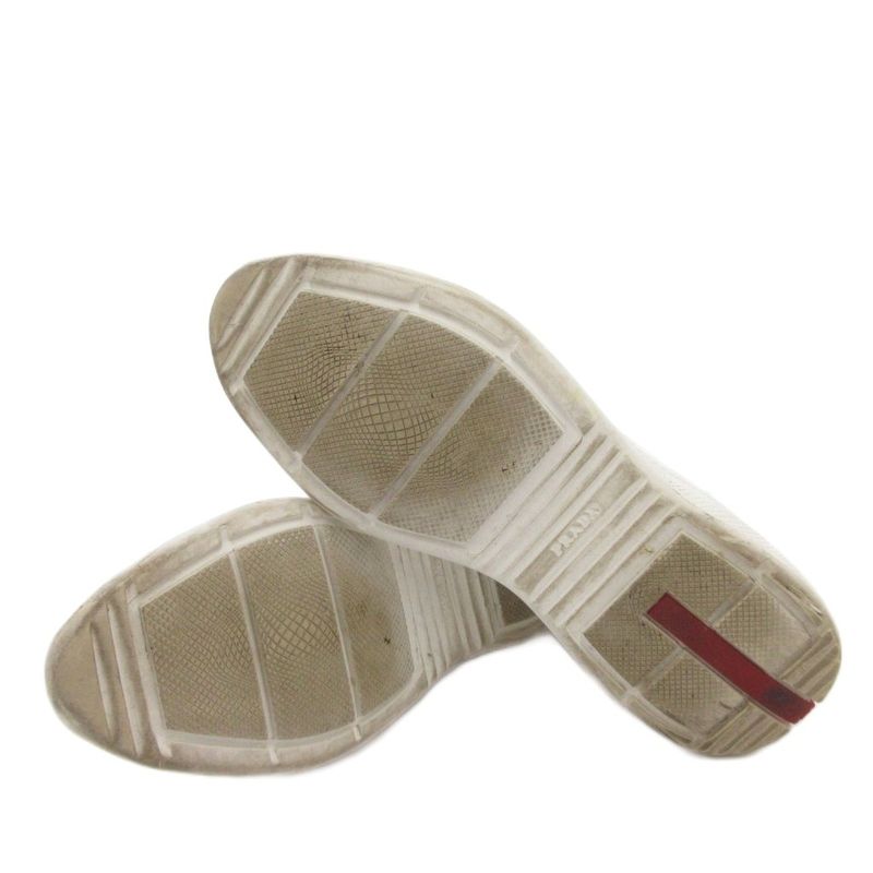 Prada Socks Sneakers Shoes High Cut Logo 36.5 White