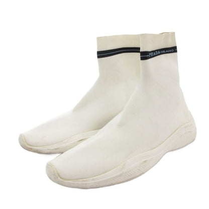 Prada Socks Sneakers Shoes High Cut Logo 36.5 White
