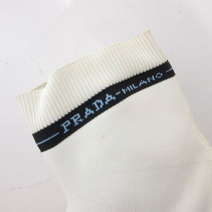 Prada Socks Sneakers Shoes High Cut Logo 36.5 White