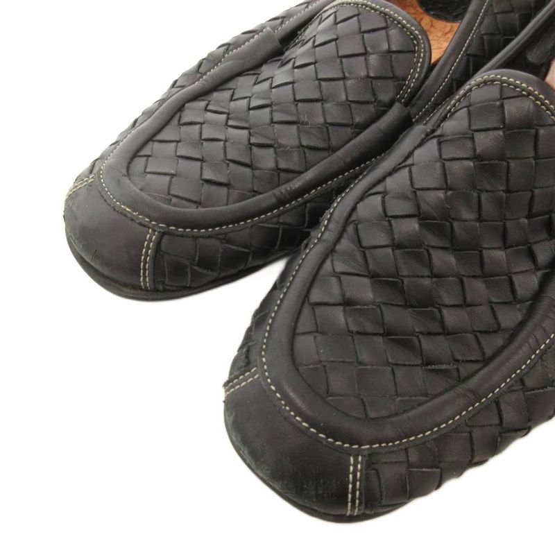 Bottega Veneta Loafers Flat Shoes Intrecciato Leather 37 Black