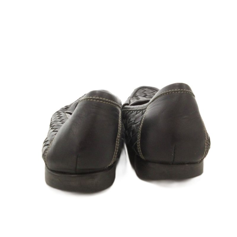 Bottega Veneta Loafers Flat Shoes Intrecciato Leather 37 Black