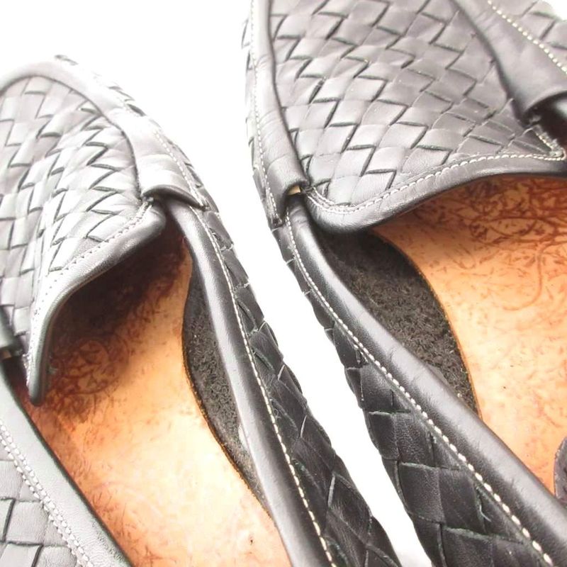Bottega Veneta Loafers Flat Shoes Intrecciato Leather 37 Black